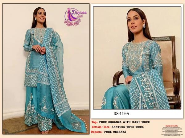 Dinsaa 149 Organza Pakistani Salwar Suits Collection 